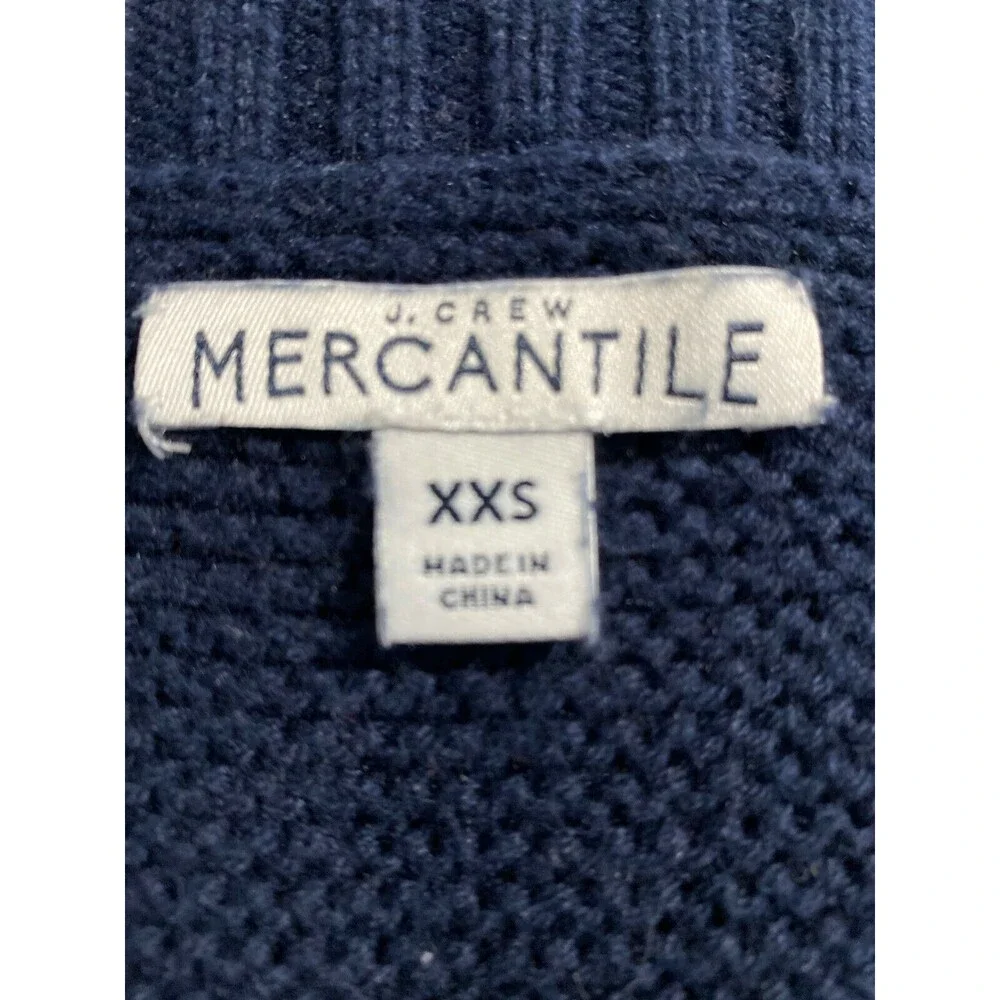 J Crew Mercantile Sweater XXS Navy Blue‎ Crew Neck Thick Knit Long Sl Cozy Cute